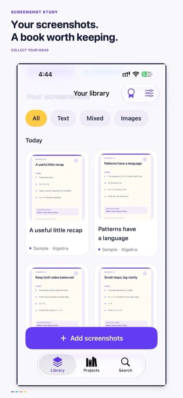 Screenshot Study product demonstration screen 2