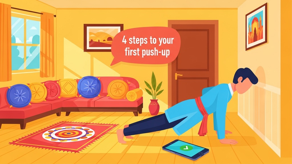 Your first real push-up: a four-step ladder from the wall