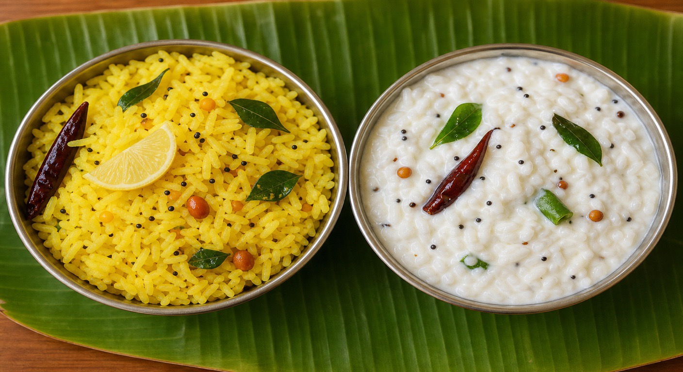 Lemon rice or curd rice - which is lighter?