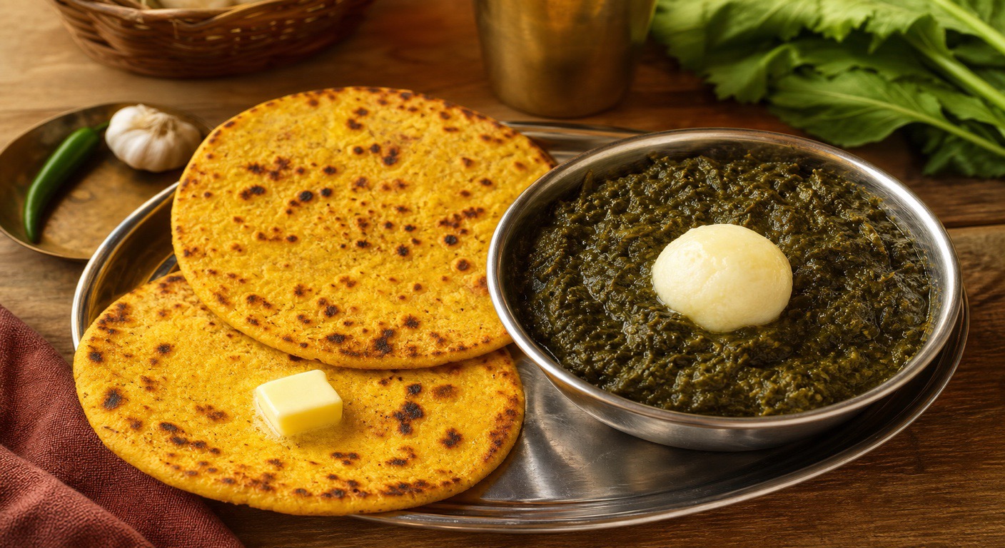 Makki roti and sarson da saag - the butter is the bomb