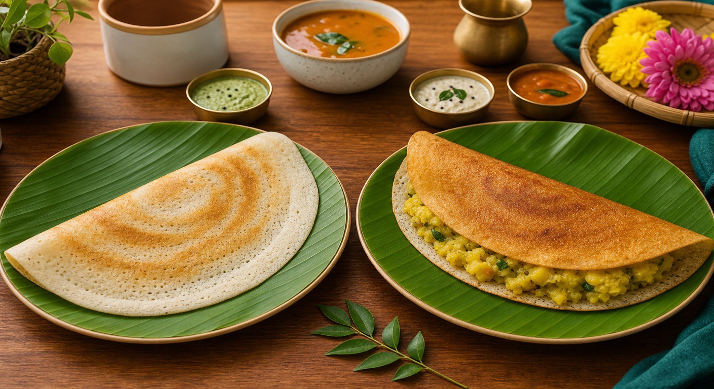 Masala dosa vs plain dosa - the potato and oil gap