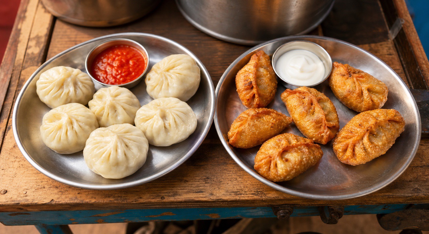 Momos - steamed or fried, and how many?
